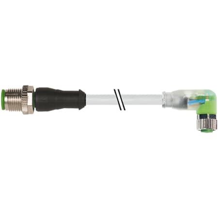 Murrelektronik M12 male 0 Degree / M8 female 90 Degree LED, PVC 3x0.25 gy UL/CSA 3m 7000-40641-2100300